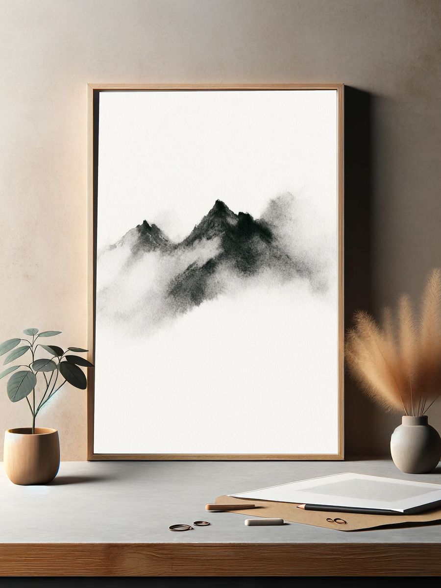 Ink Mountain Mist Print. — room view 2