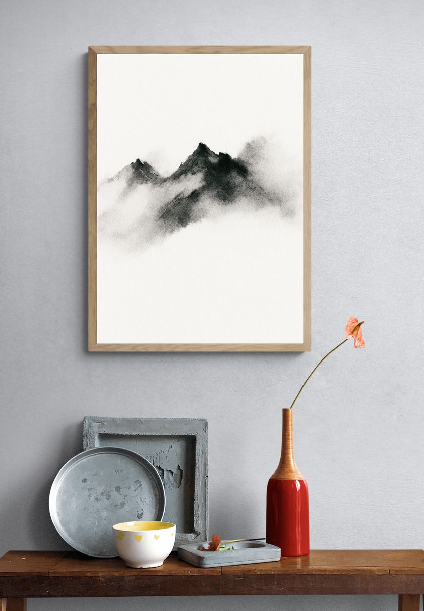 Ink Mountain Mist Print. — room view 3