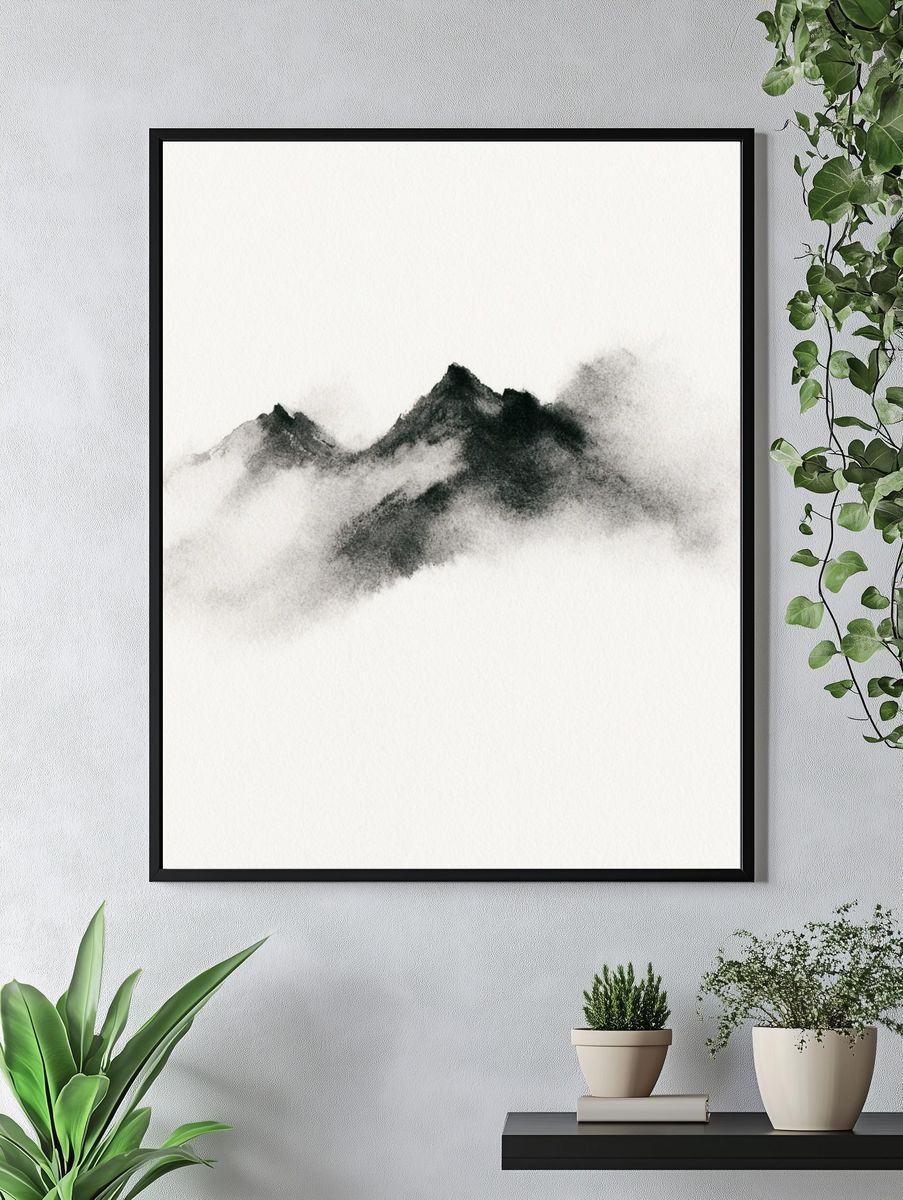 Ink Mountain Mist Print. — room view 4