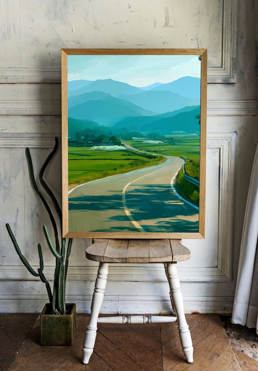Mountain Road Landscape Poster. room preview