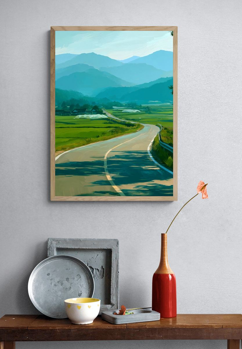 Mountain Road Landscape Poster. — room view 3