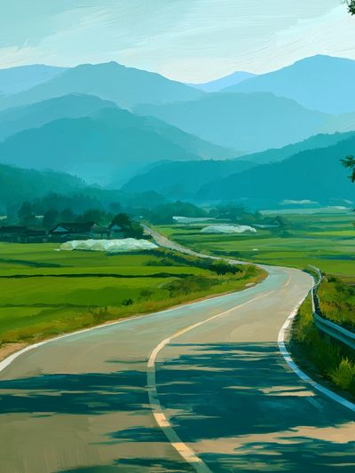 Mountain Road Landscape Poster.