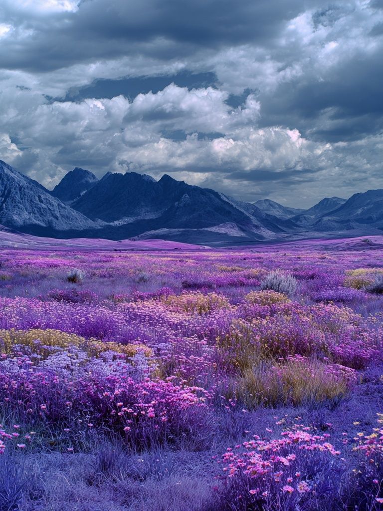 Purple Wildflower Mountain Landscape Poster. poster — nature art