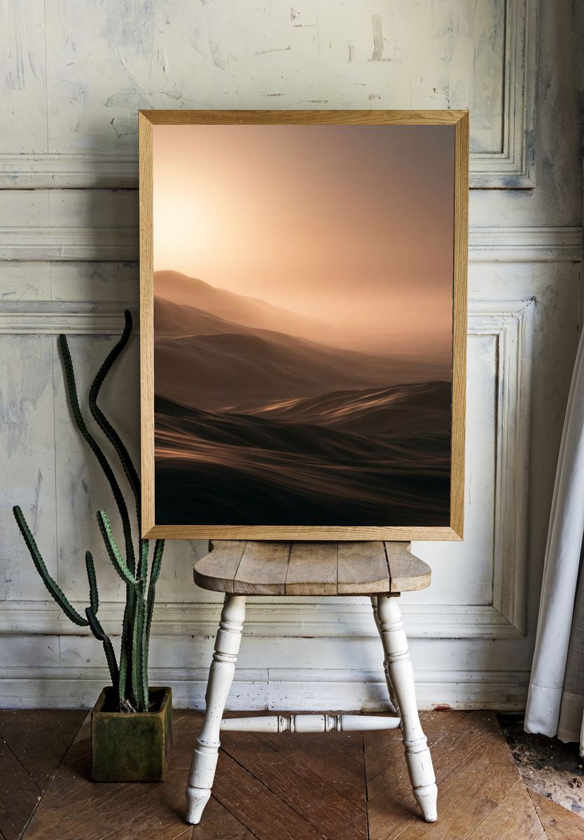 Desert Dunes at Dawn Print. — room view 1