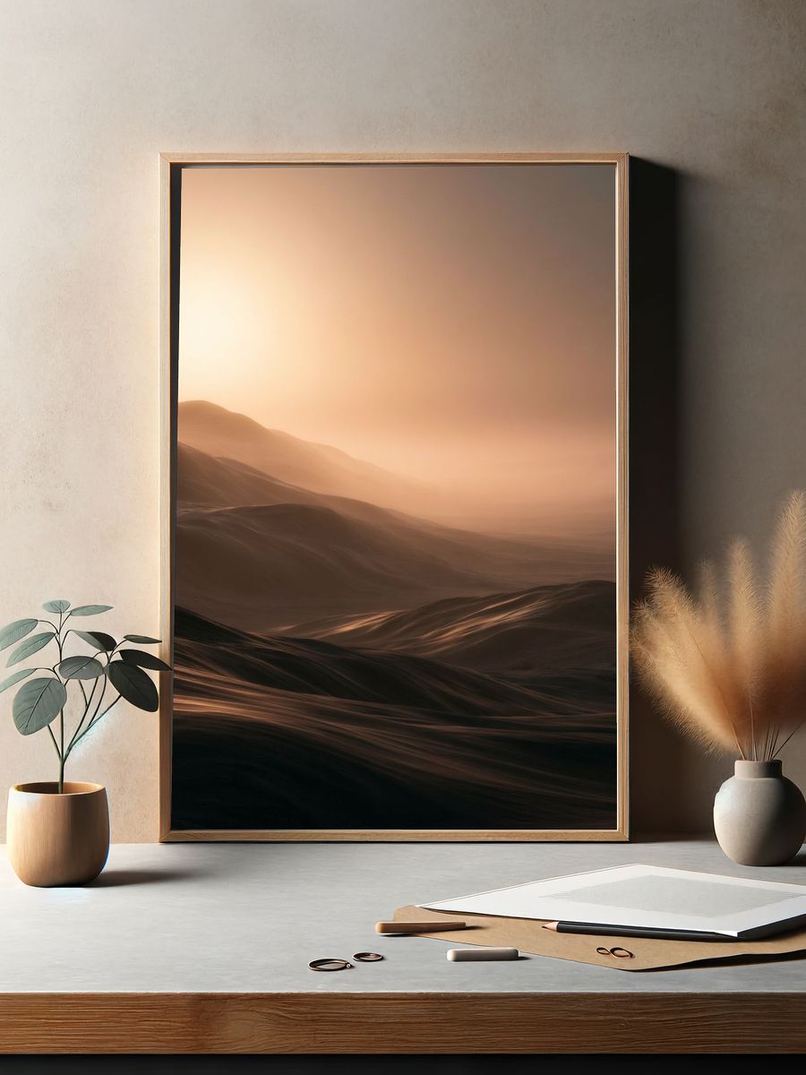 Desert Dunes at Dawn Print. — room view 2