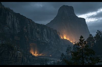 Volcanic Mountain Landscape Poster. poster