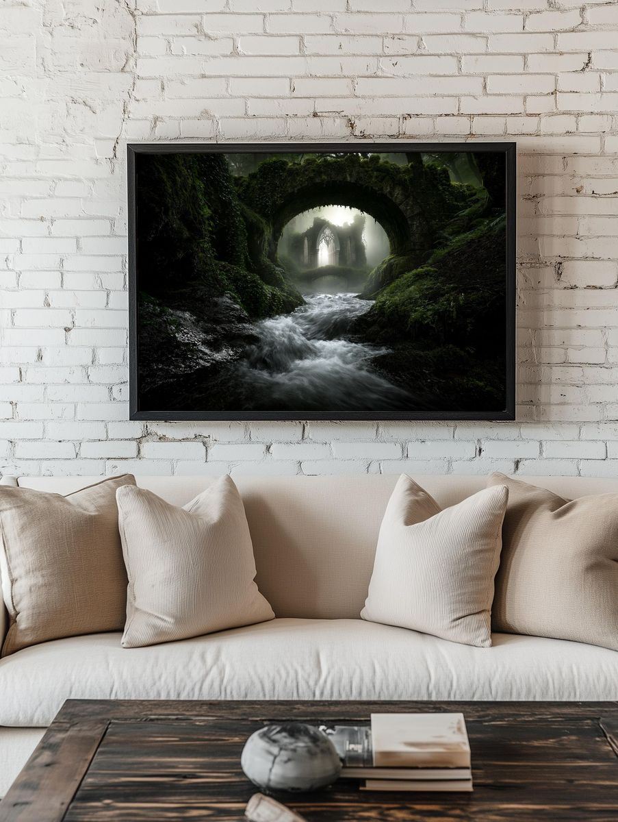 Mossy Gothic Ruins Landscape Poster. room preview