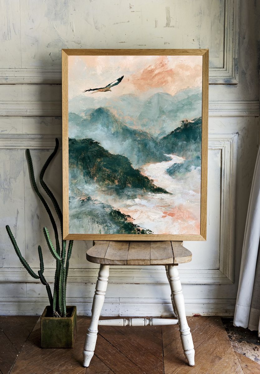 Misty Mountain Eagle Fine-Art Print. — room view 1