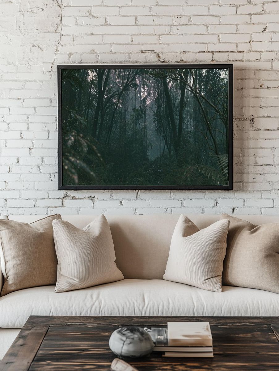Misty Forest Canopy Poster. — room view 1