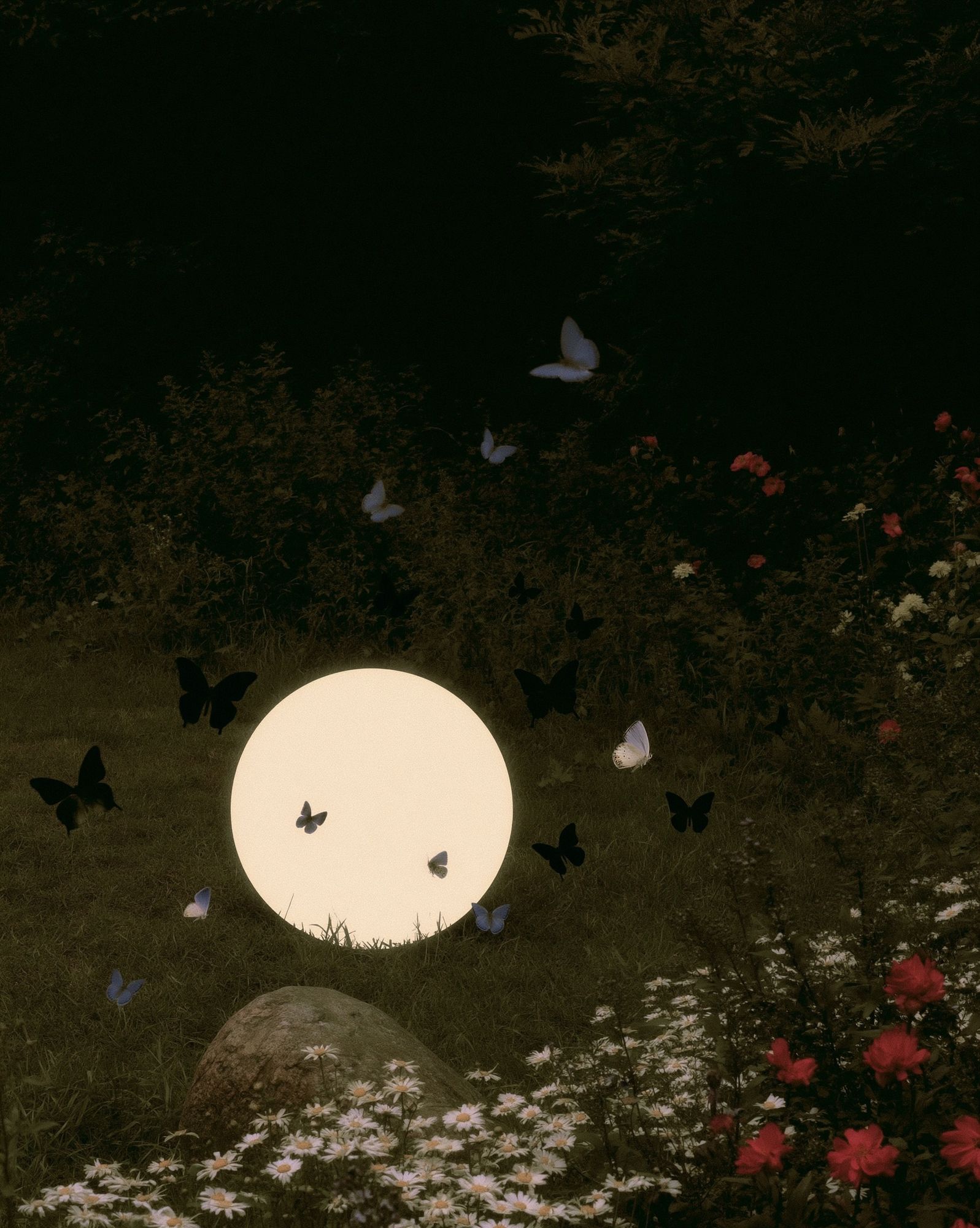 Moonlit Butterfly Garden Print. poster detail