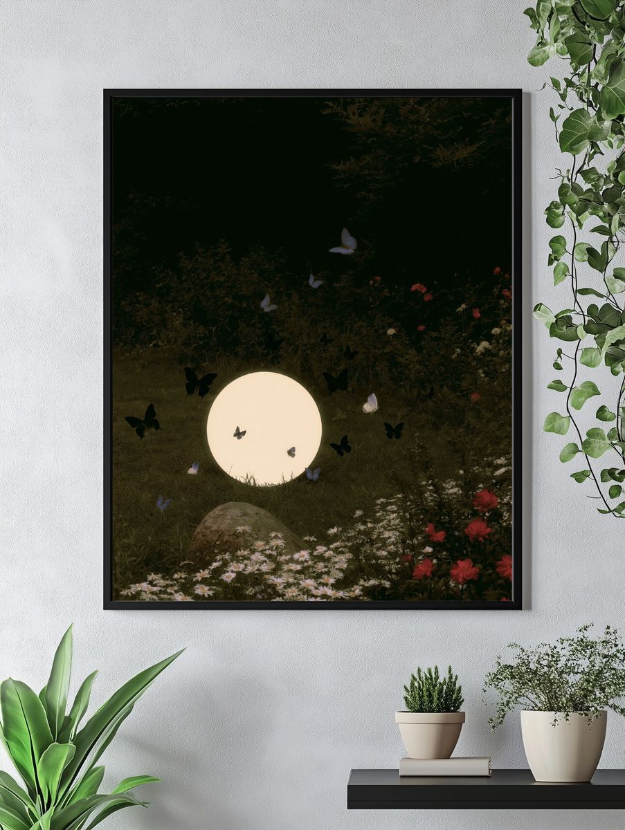 Moonlit Butterfly Garden Print. — room view 4