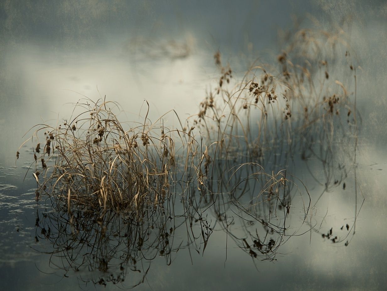 Reeds in Misty Water Photography Poster. poster detail