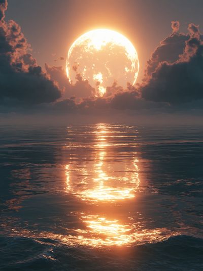 Moonlit Ocean Sunset Print.