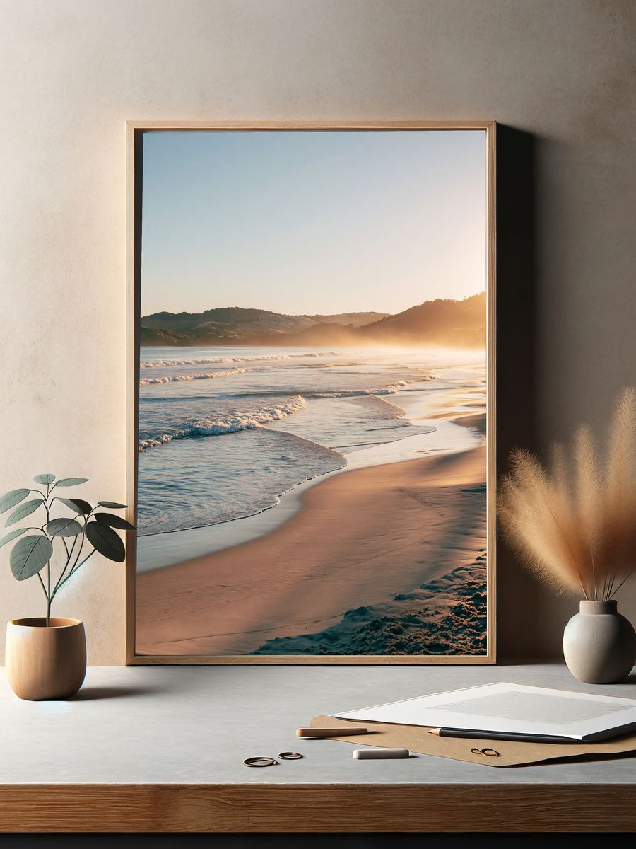 Golden Tropical Beach Sunrise Poster. — room view 2
