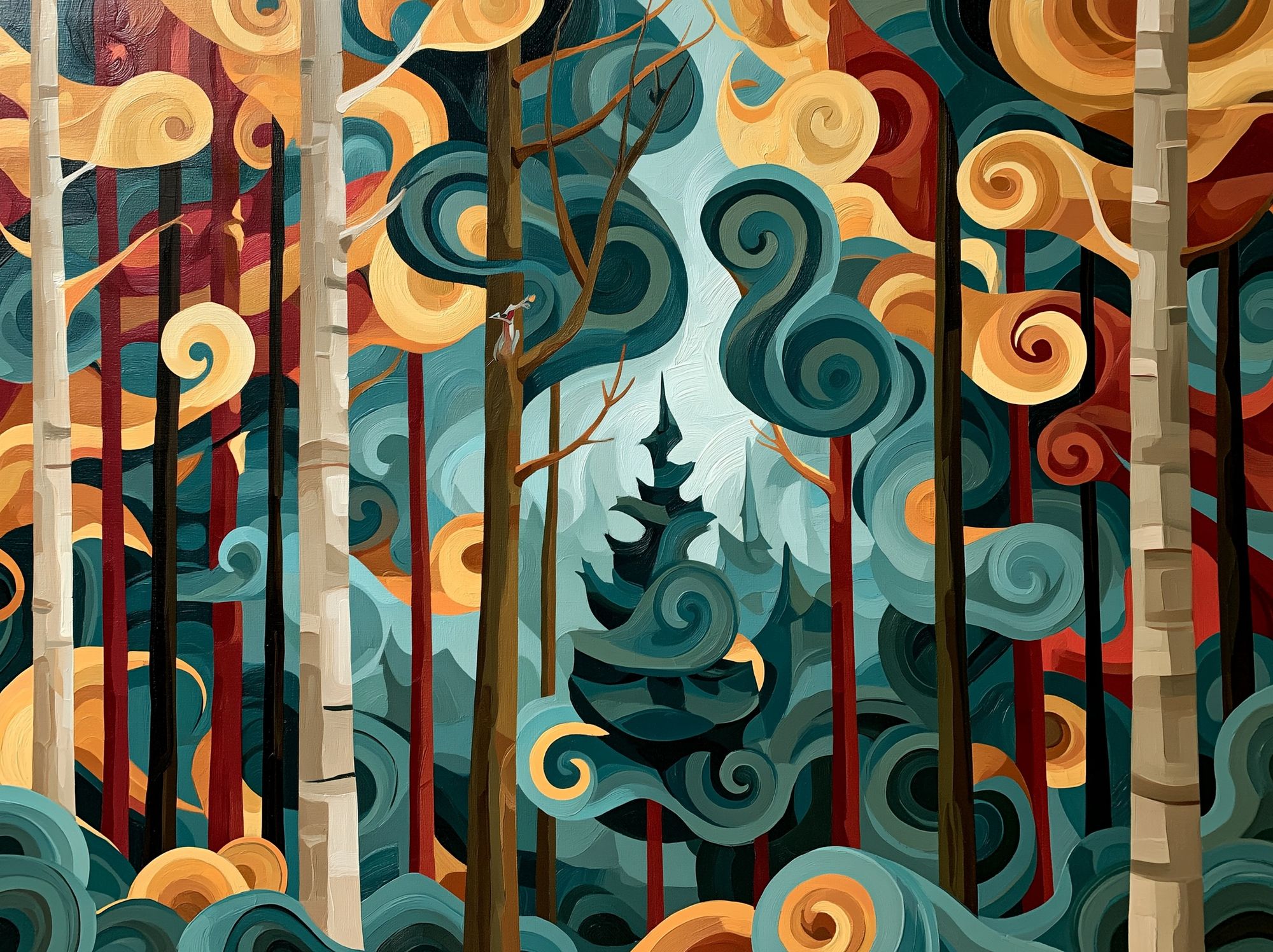 Whimsical Forest Swirls Poster. poster — nature art