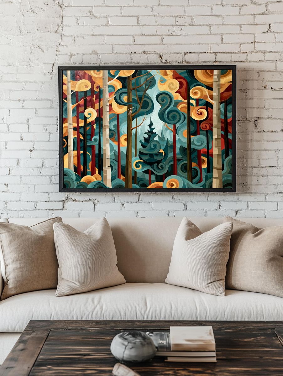 Whimsical Forest Swirls Poster. room preview