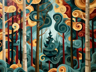Whimsical Forest Swirls Poster.