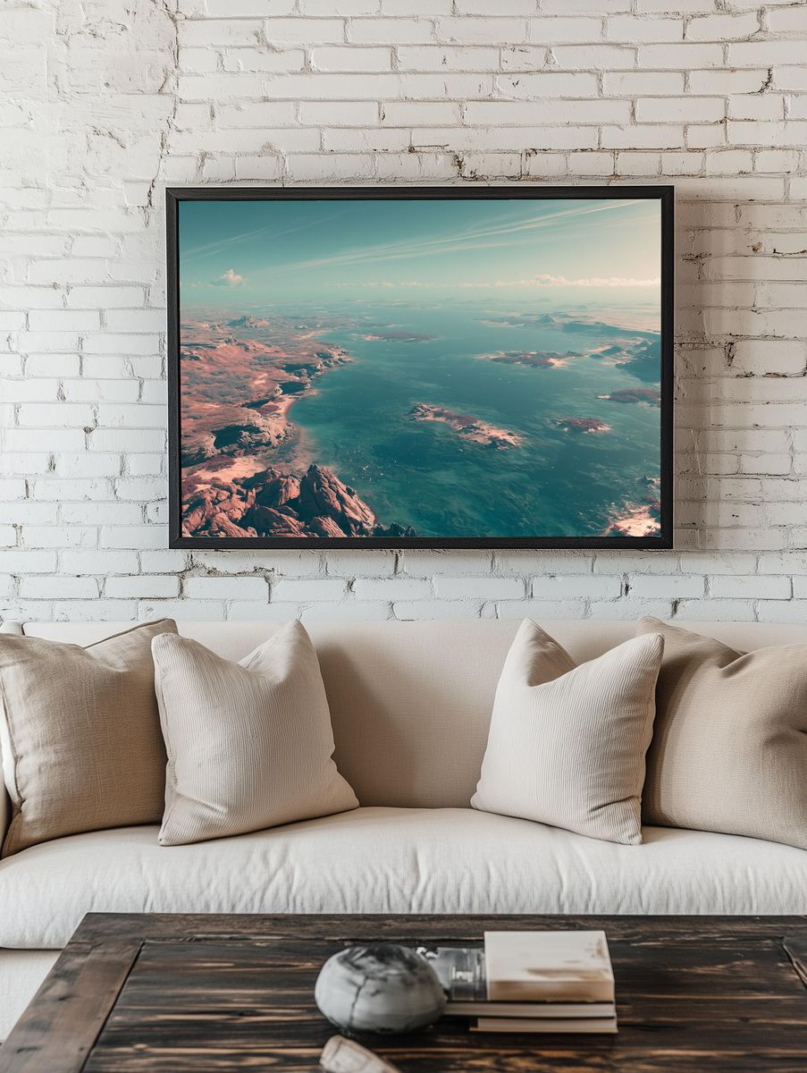 Dreamy Coastal Landscape Print. room preview