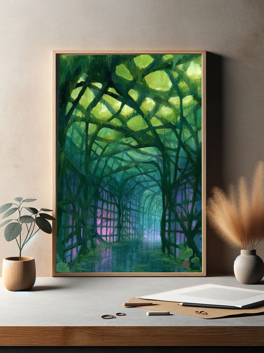 Enchanted Green Canopy Poster. — room view 2