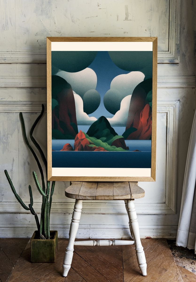 Surreal Coastal Landscape Poster. room preview