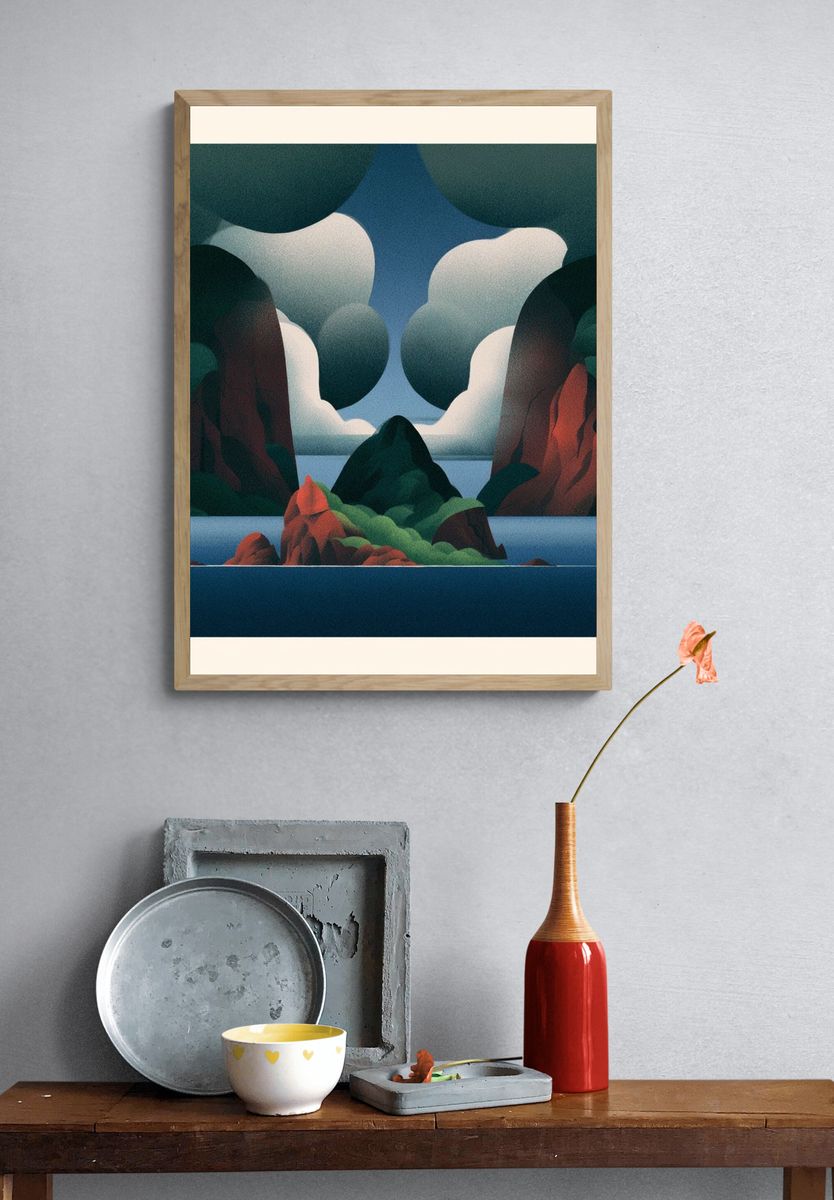 Surreal Coastal Landscape Poster. — room view 3