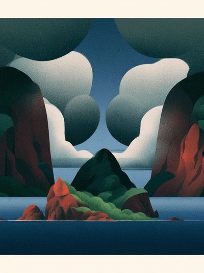 Surreal Coastal Landscape Poster.