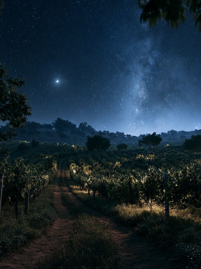 Starry Vineyard Nightscape Poster. poster detail