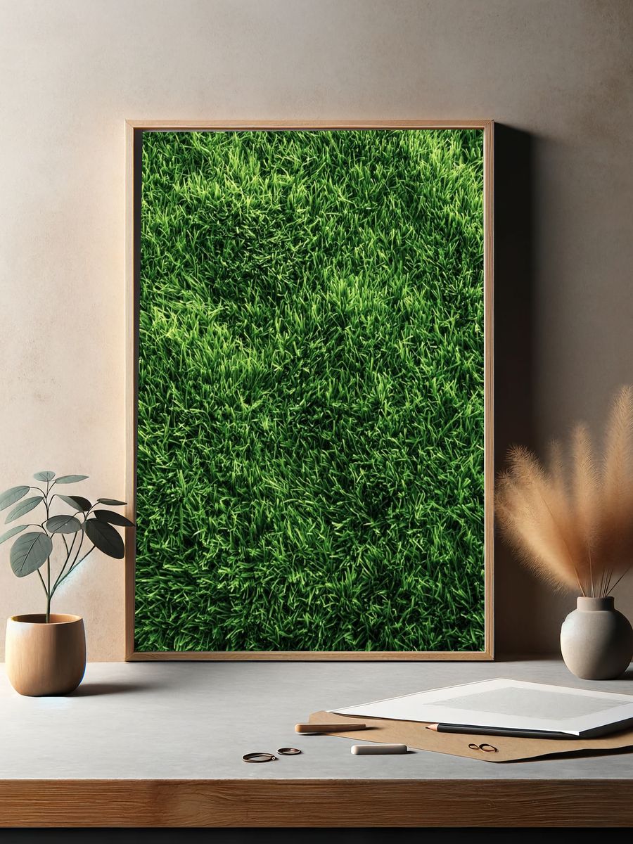 Lush Green Grass Texture Print. — room view 2