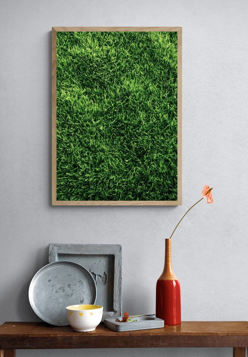 Lush Green Grass Texture Print. — room view 3