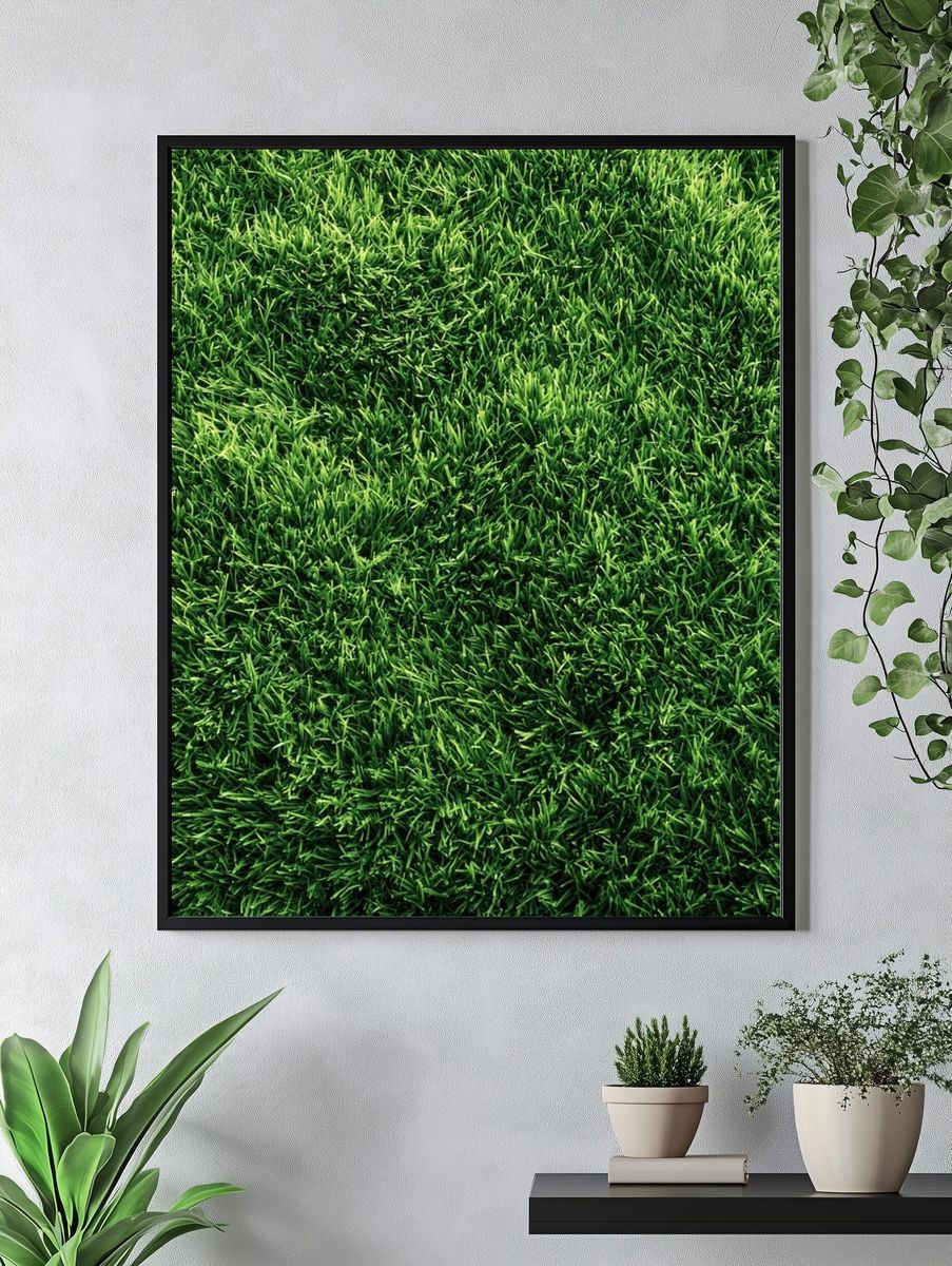 Lush Green Grass Texture Print. — room view 4