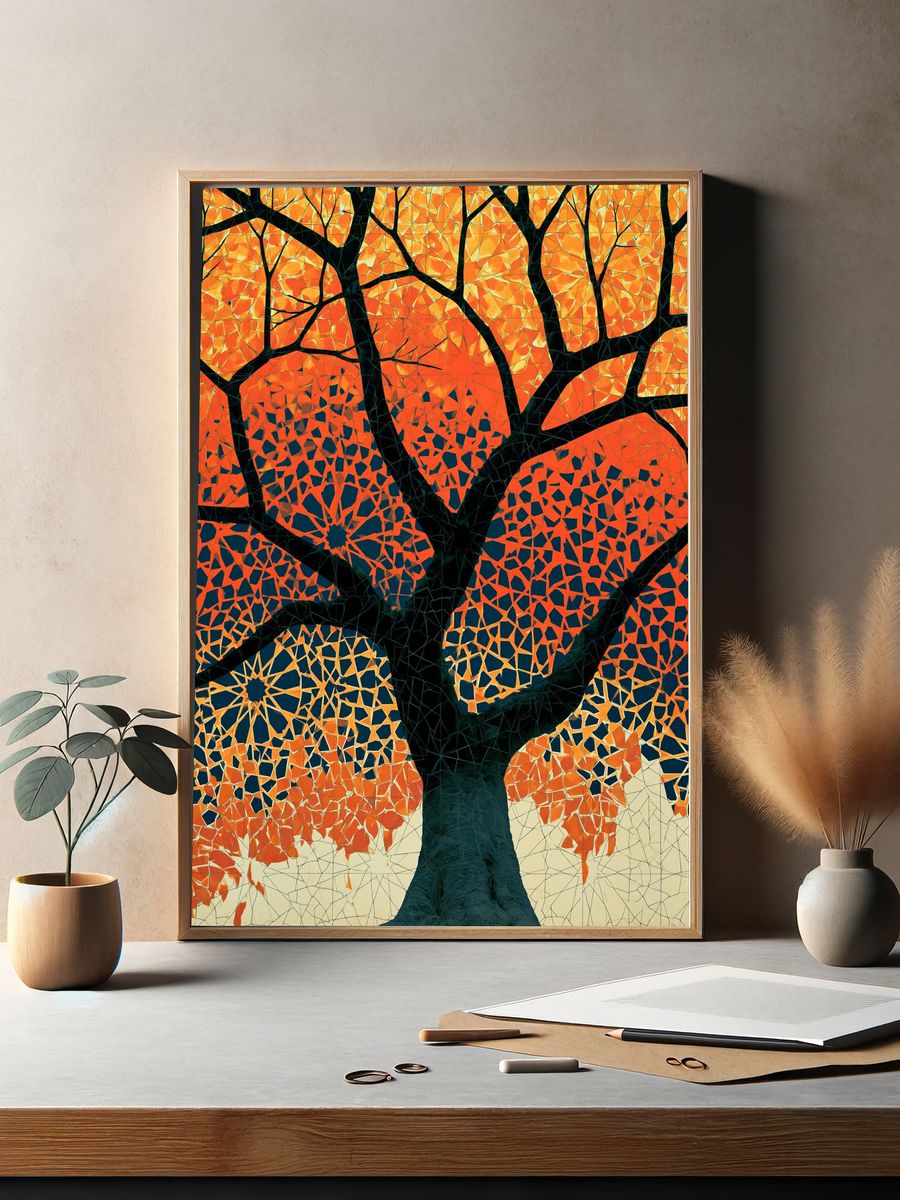 Autumn Tree Mosaic Poster. — room view 2