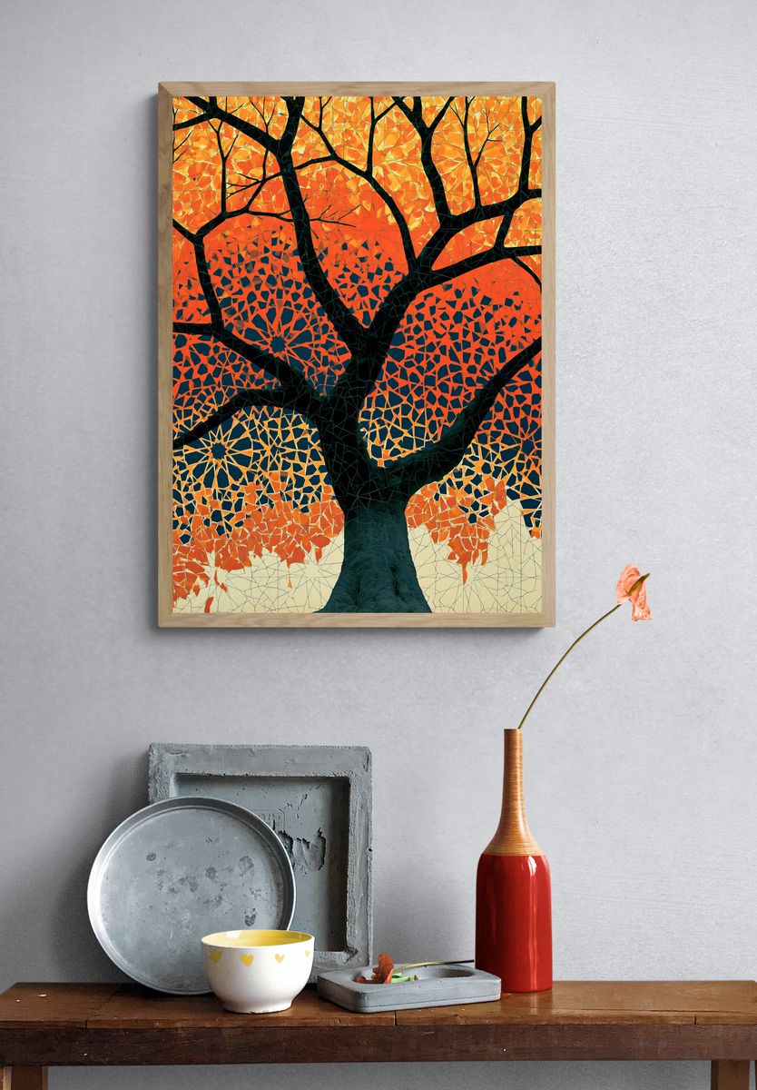 Autumn Tree Mosaic Poster. — room view 3