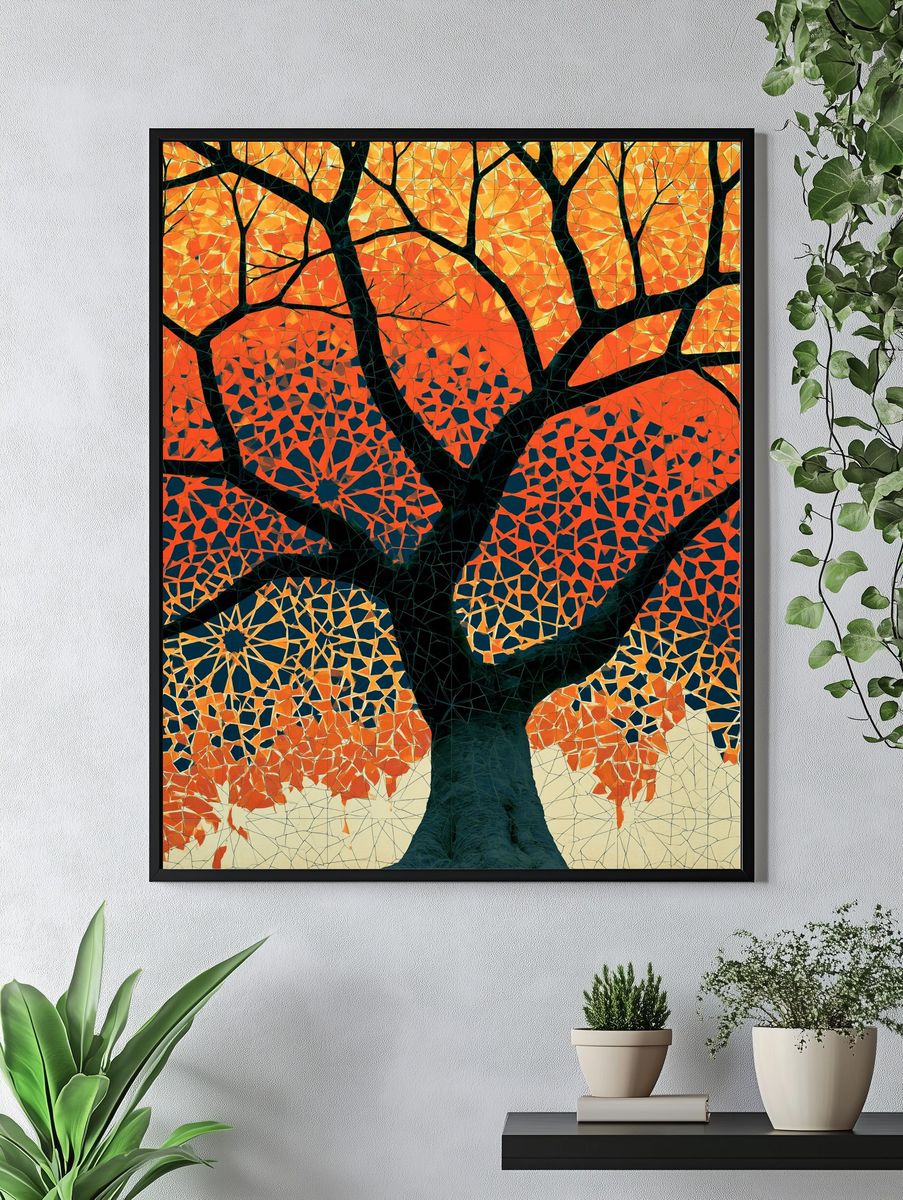 Autumn Tree Mosaic Poster. — room view 4