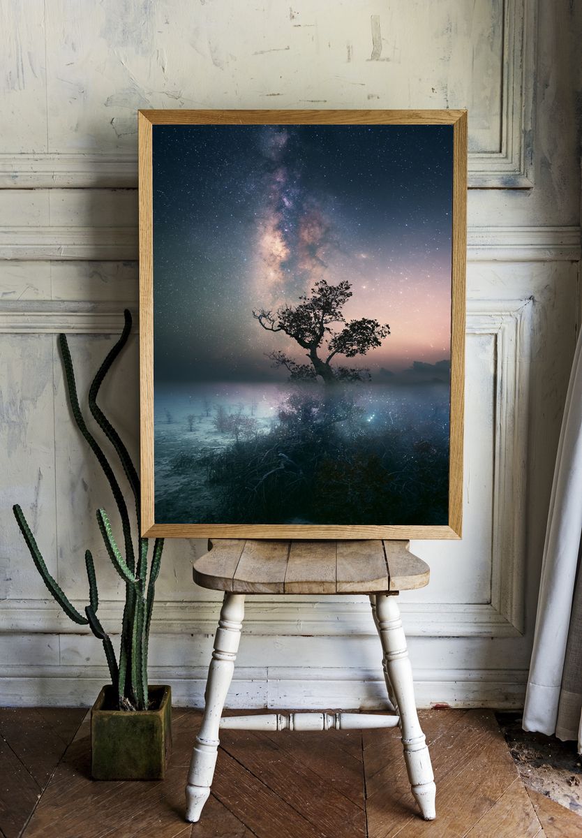 Milky Way Tree Nightscape Poster. room preview