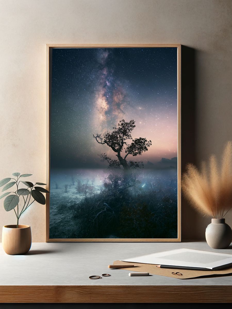 Milky Way Tree Nightscape Poster. — room view 2