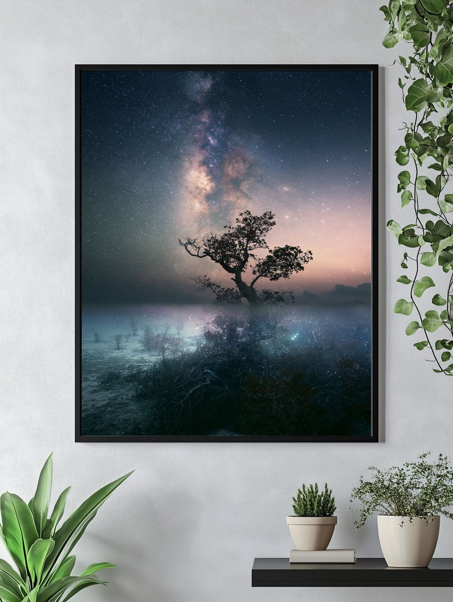 Milky Way Tree Nightscape Poster. — room view 4