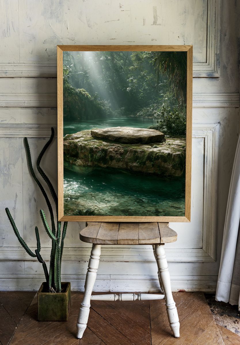 Tropical Jungle Lagoon Poster. room preview