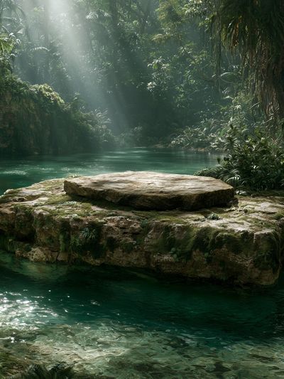 Tropical Jungle Lagoon Poster.