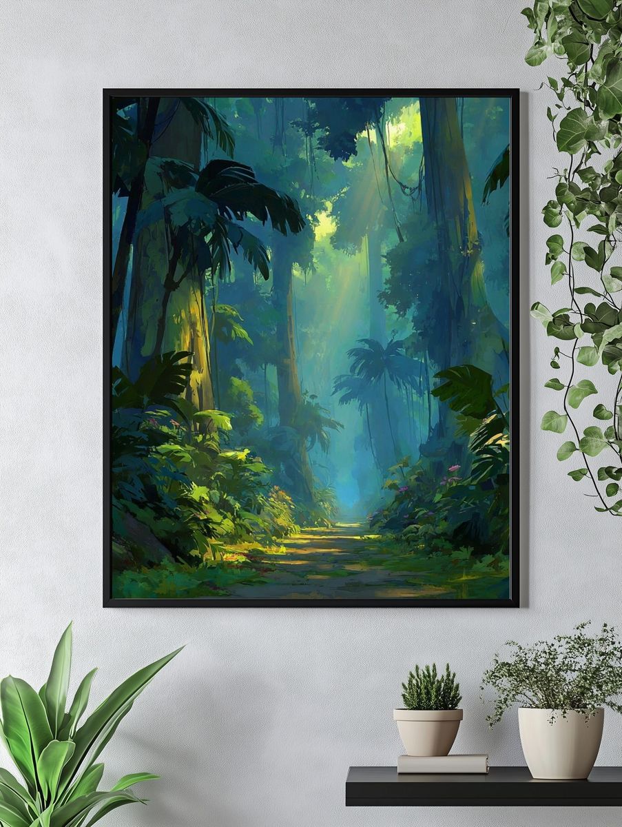 Lush Jungle Path — Nature Poster. — room view 4