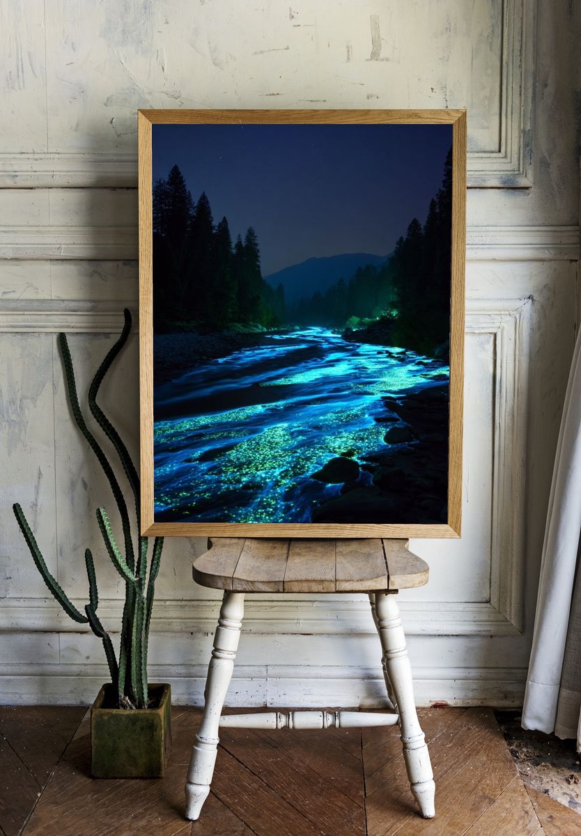Glowing River Nightscape Poster room preview