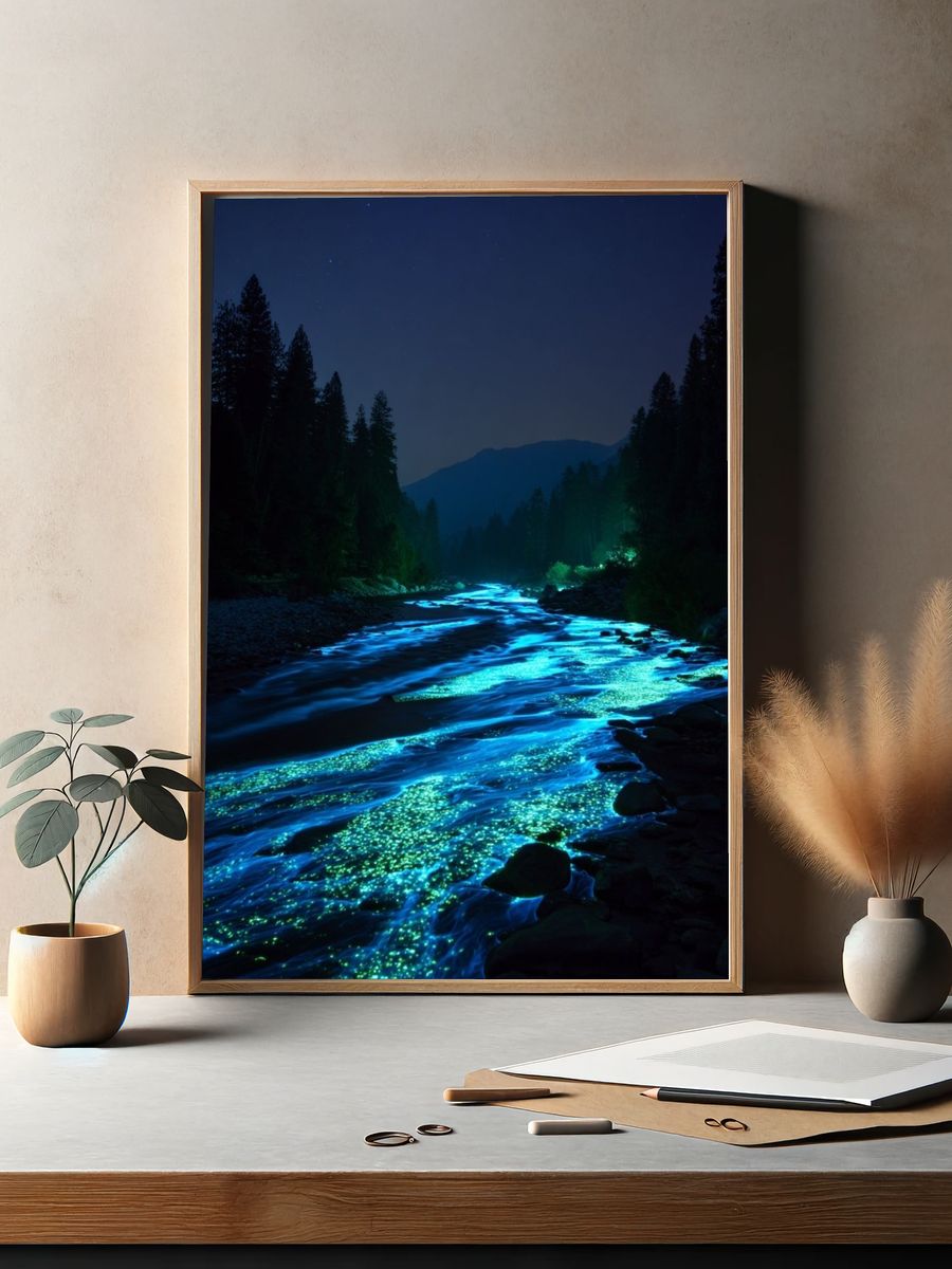 Glowing River Nightscape Poster. — room view 2