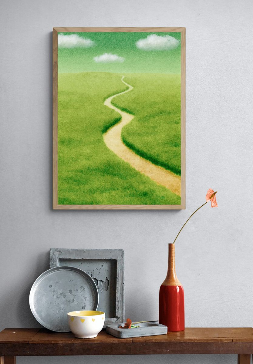 Meadow Path Watercolor Print. — room view 3