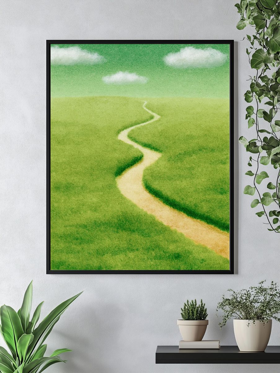 Meadow Path Watercolor Print. — room view 4