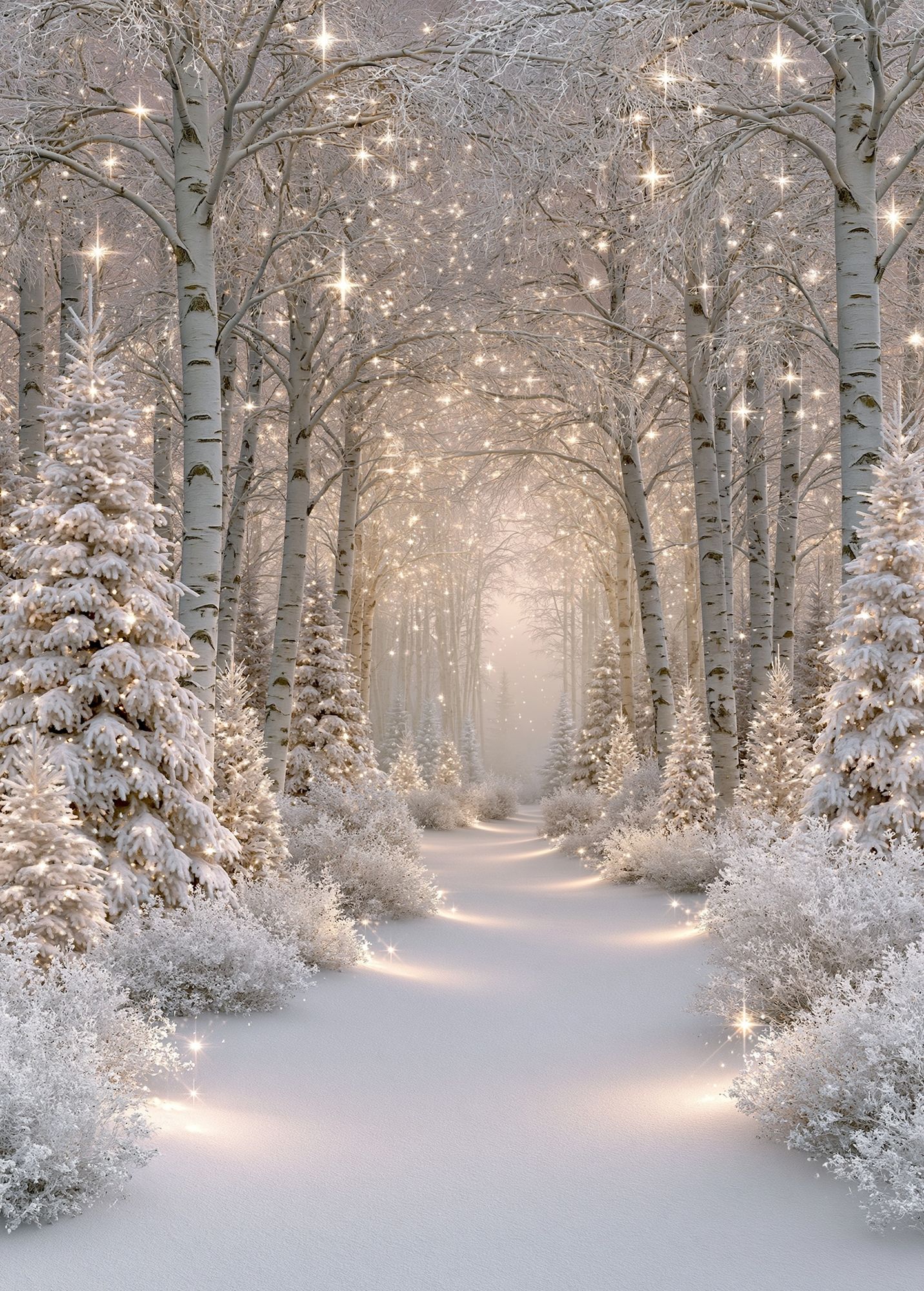 Snowy Birch Forest Glow Poster. poster — nature art