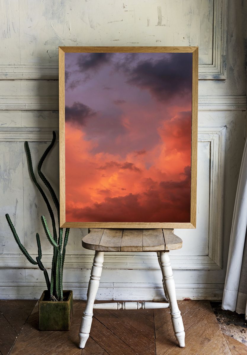 Fiery Sunset Clouds Poster. — room view 1