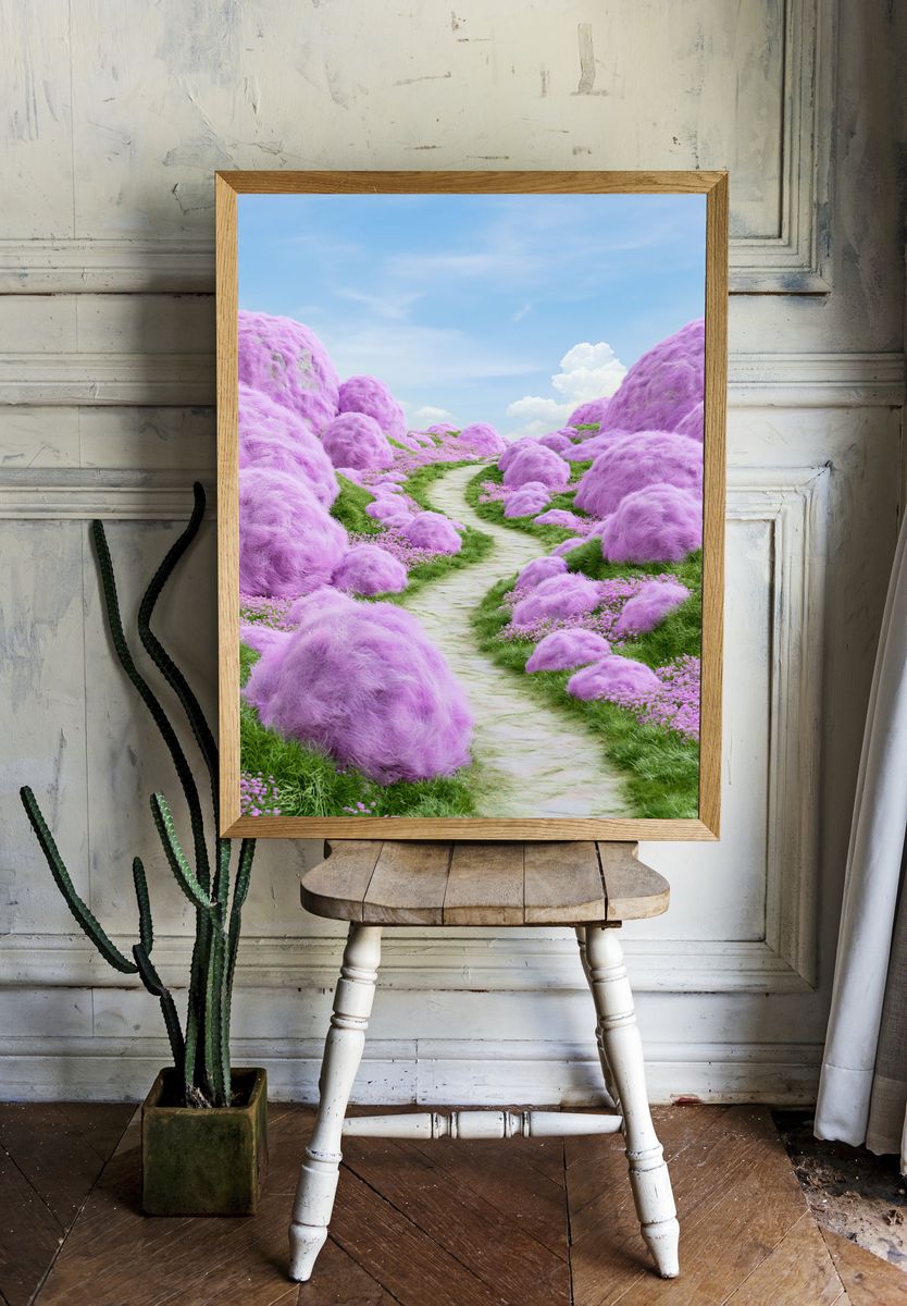 Dreamy Lavender Path Illustration Print. — room view 1