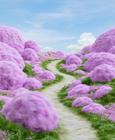 Dreamy Lavender Path Illustration Print.