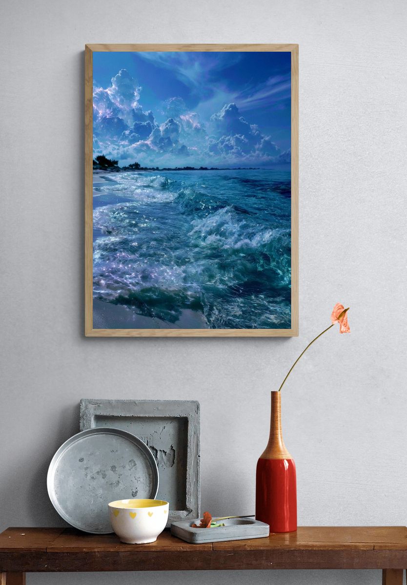 Moonlit Ocean Shore Poster. — room view 3