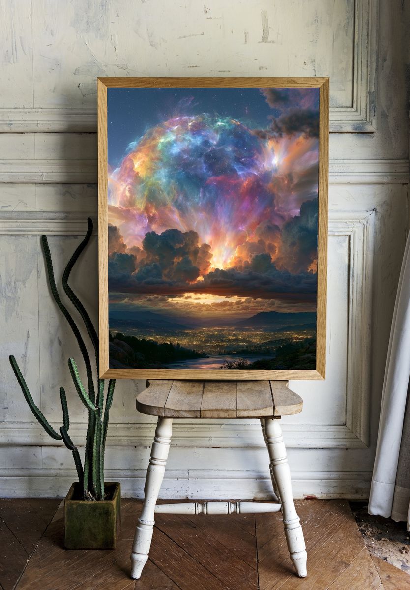 Cosmic Cloudburst Sky Print. room preview