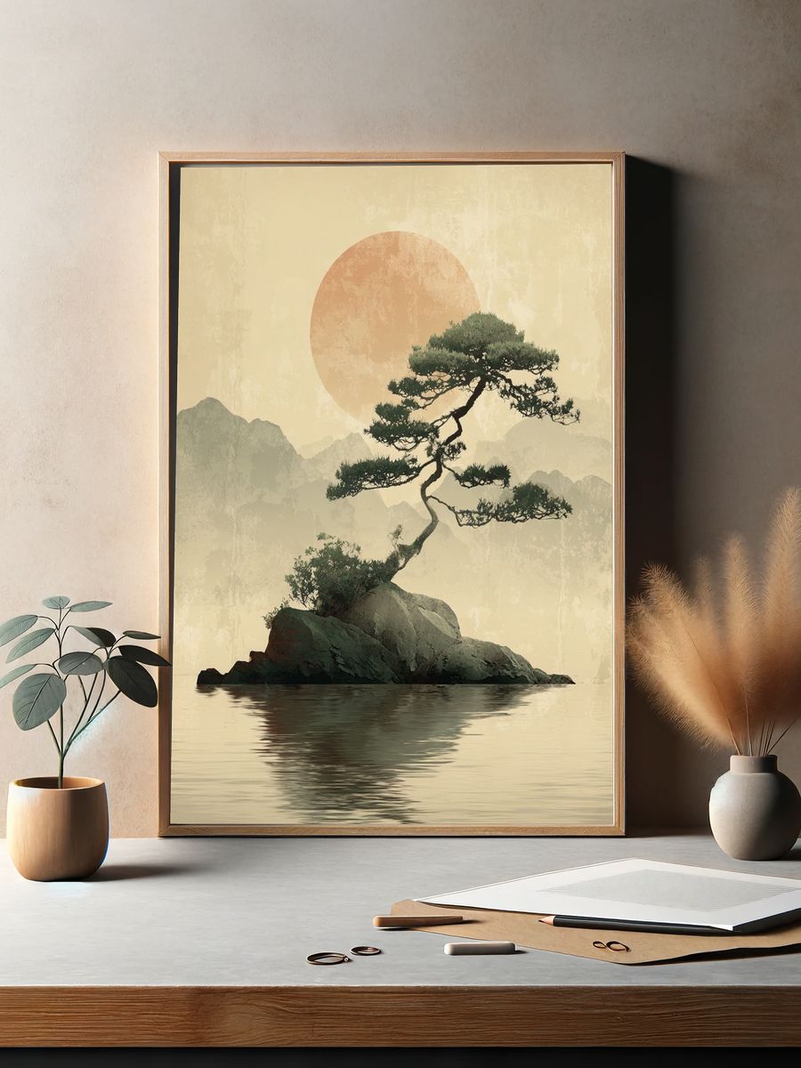 Zen Pine Island — Japanese Print. — room view 2